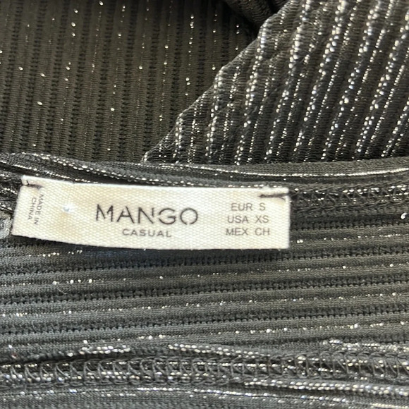 MANGO Casual Stretch Black Metallic Stripe Racerback Dress Size XS - Picture 5 of 5
